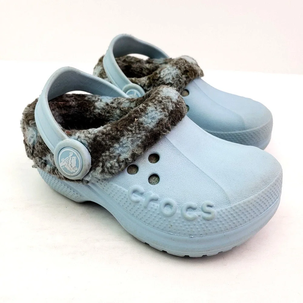 Crocs Classic Lined Toddler Boys Size 6-7c Blue Slip On Comfort Shoes
